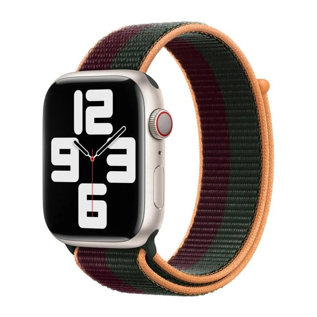 Apple Watch Sportarmband mit Klettverschluss | Dunkelrot &amp; Grün