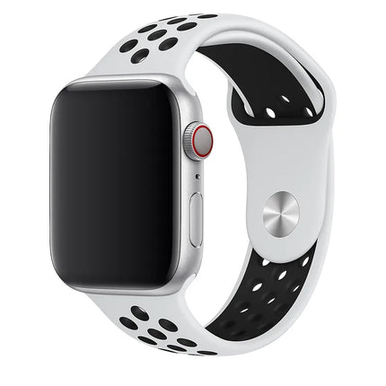 Apple Watch Nike Sportarmband 45 mm – Reines Platin/Schwarz