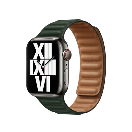 Apple Watch Lederarmband mit Gliederarmband 45 mm – Grün