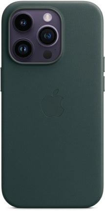 Dunkelgrüne Lederhülle für iPhone 14 Pro