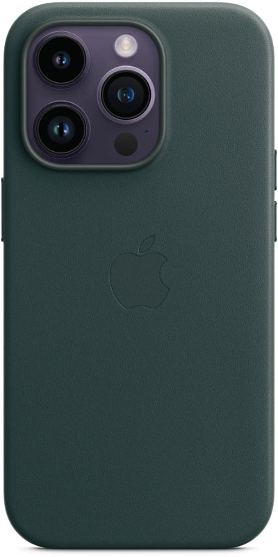 Dunkelgrüne Lederhülle für iPhone 14 Pro