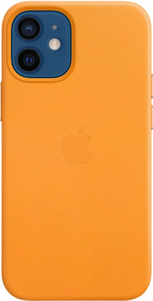 Iphone 12 mini Leder Handyhülle orange/gelb